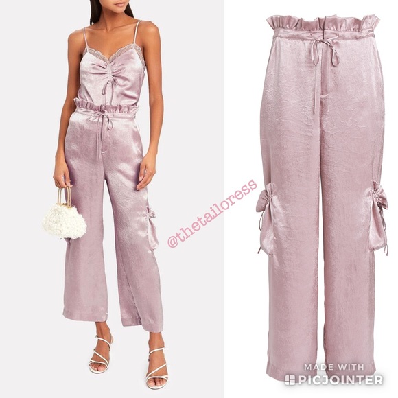 Jonathan Simkhai Pants - Jonathan Simkhai Night Ruched Satin Paperbag Pants